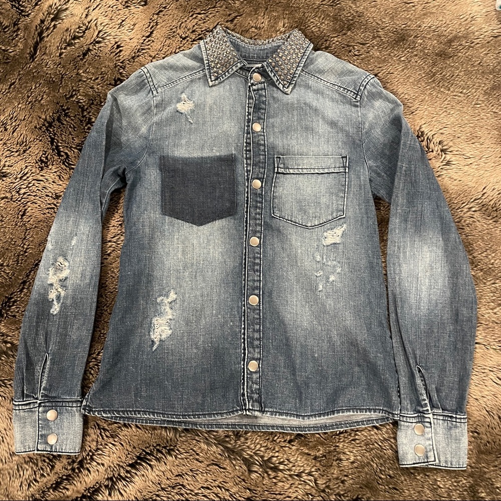 Frankie B - Denim Button Down with Studs